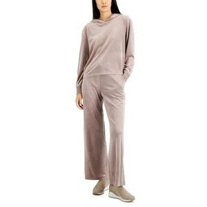NWT Alfani Women's Long Sleeve Hooded Velour Pajama Set 2XL Lavender Petal